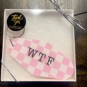 Pink Checkered “WTF “ a.k.a “What the Freak “ Keychain